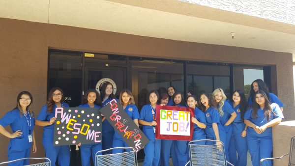 Medical Assistants celebrate outside of our Phoenix AZ campus